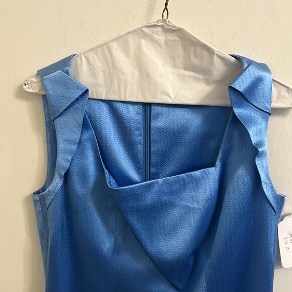 100% Silk Worth New York Size 2 Blue Sleeveless Draped Sheath Dress NWT - Picture 3 of 7